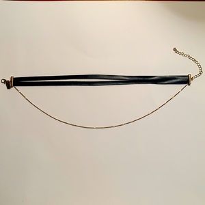 American Eagle Gold Chain and Black Choker Layered Necklace